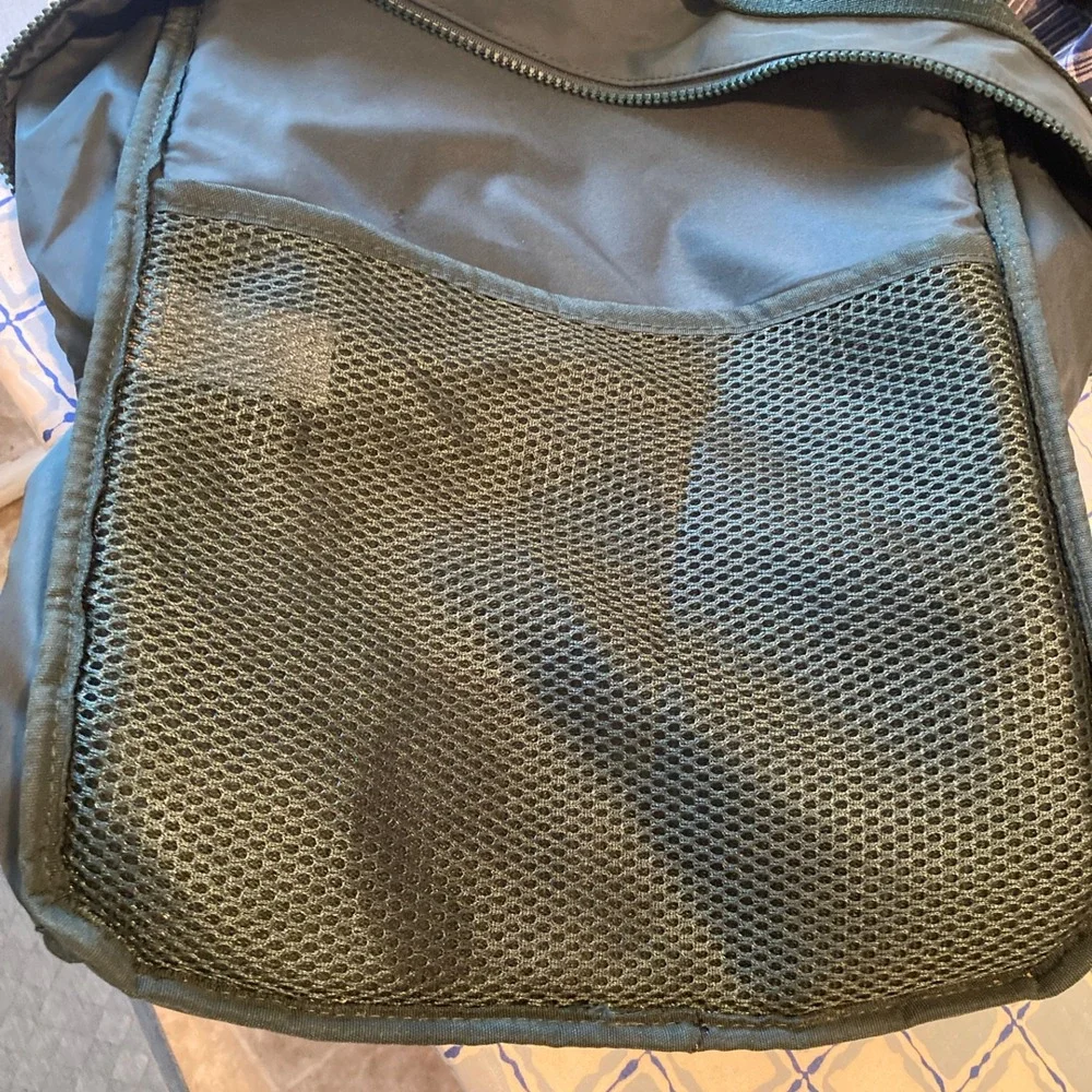 Lacoste Green Recycled Polyester Backpack Logo Straps Buckle Daypack Bag